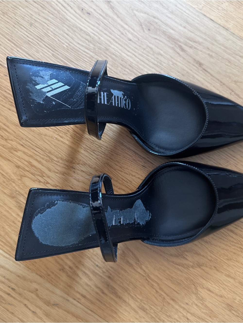 The Attico Black Patent Pointed-Toe Slingback Pump worn once 39.5 - Picture 11 of 12